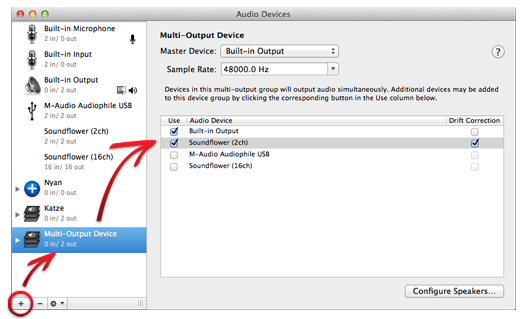 Creating the Multi-Output Device in AudioMidiSetup.app