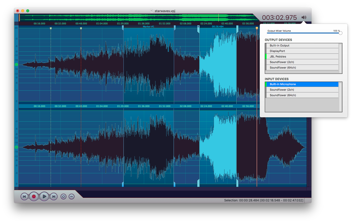 Selecting the Built-In Microphone as the input device